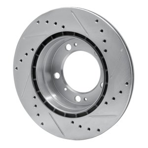 Porsche Boxster Brake Rotor (1) - Rear Left - R1 Concepts - Drilled & Slotted - Silver - `97-`04